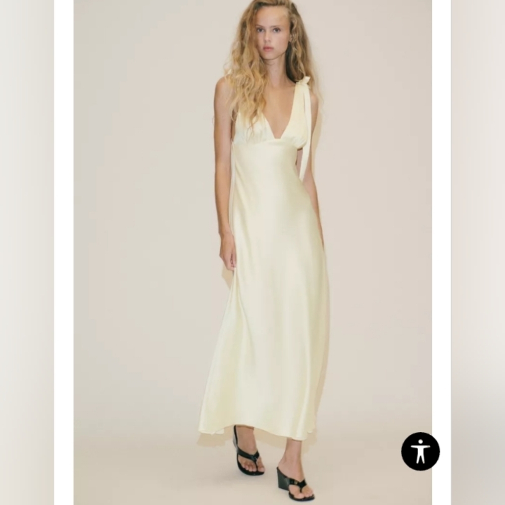 Zara Satin Midi Dress With Ties